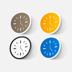 Paper clipped sticker: wall Clock