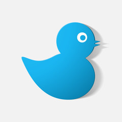 Obraz premium Paper clipped sticker: baby duck