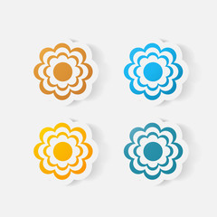 Realistic paper sticker: flowers. camomile