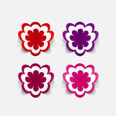 Realistic paper sticker: flowers