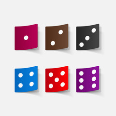 Realistic paper sticker: dice