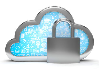 Cloud computing, security concept on white - 91367274