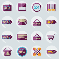 Flat concept, set modern design with shadow marketing sales