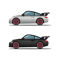 Fototapeta premium Two children's high-speed machines.