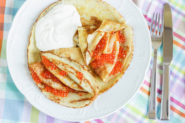 pancakes with caviar