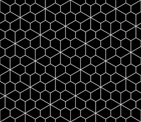 Fototapeta premium Vector modern seamless geometry pattern flower, black and white abstract geometric background, wallpaper print, monochrome retro texture, hipster fashion design