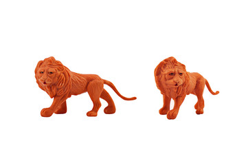Isolated lion toy. Isolated lion toy side and angle view.