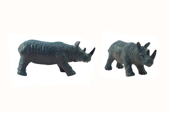 Isolated rhinoceros toy photo. Isolated rhinoceros toy side and angle view.