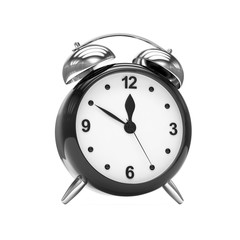 Black alarm clock on white