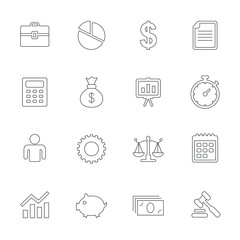Business line icons. Money, chart and document.