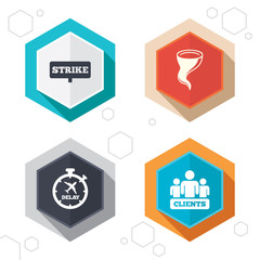 Strike icon. Storm weather and group of people.