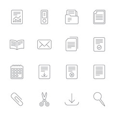 Documents linear icons. Accounting, book.