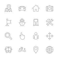 GPS navigation icon. Car, Bus and Ship transport