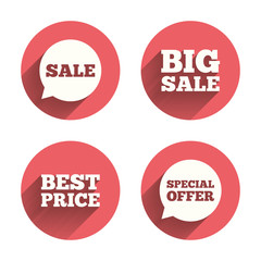 Sale icons. Special offer speech bubbles symbols