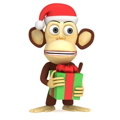 3d funny monkey with gift