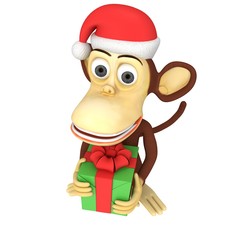 3d funny monkey with gift