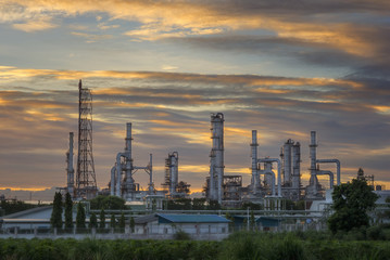 Oil refinery or petrochemical industry at twilight sky