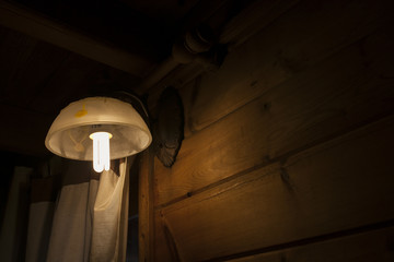 Lamp in a dark room