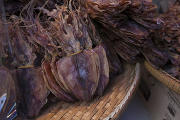 Dried squid in Thai Market