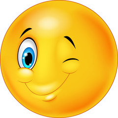 Happy emoticon smiley with eyes blinking