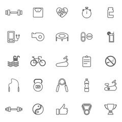 Fitness line icons on white background