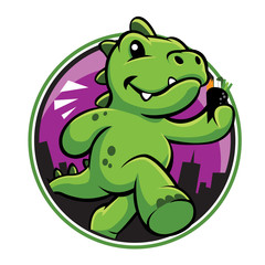 Cute green dinosaur cartoon with temaki 