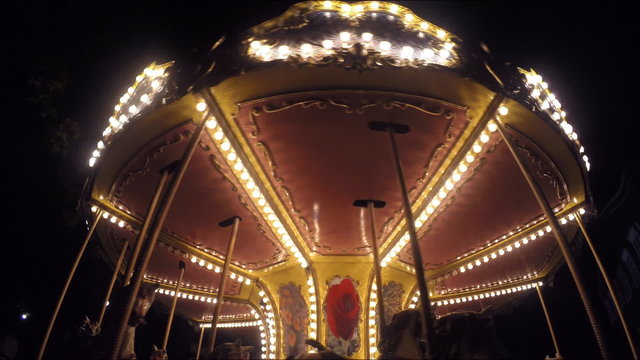 Carousel in the park, night lights
