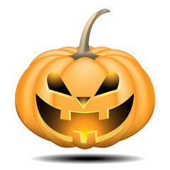 Pumpkin Halloween and shadow on a white background.