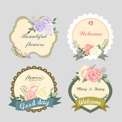 beautiful roses labels and stickers