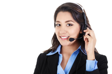 Female call center operator