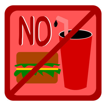 Not Allowed Sign, No Food And Drink Sign, No Food And Drink Symbol Vector