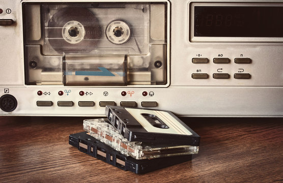 old retro cassette recorder