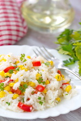 Risotto with vegetables and corn