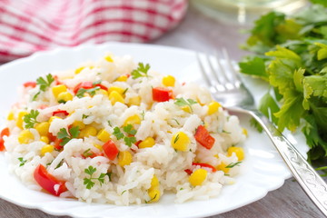 Risotto with vegetables and corn
