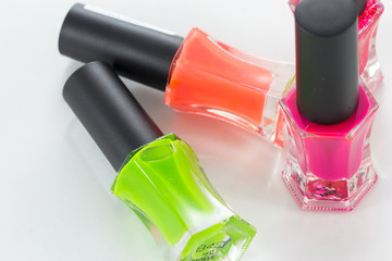  bright nail polishes on white