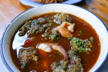 sour soup made of tamarind paste with shrimp