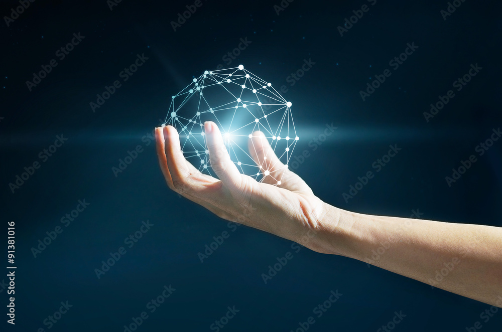 Poster Abstract science, circle global network connection in hand 