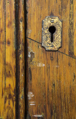 Vintage door with old keyhole