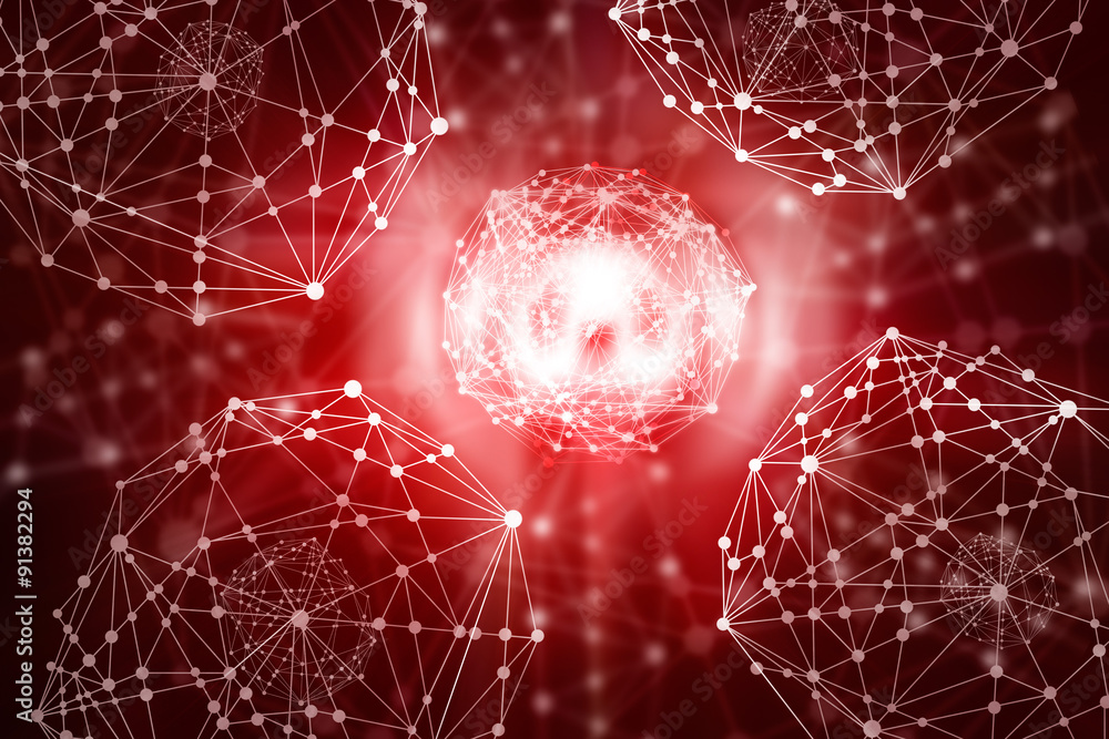 Poster Abstract background, oval and circle connecting dots with lines