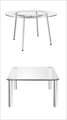 modern glass table isolated on white background