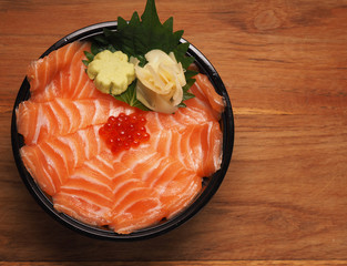 Salmon donburi, japanese food