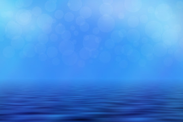 Blue Seascape Background with Heart Bokeh