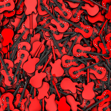 Just guitars / 3D render of hundreds of electric guitars, easy to colorise