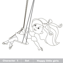 One little baby girl swinging on a swing. Character from set HAP