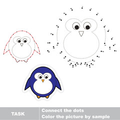 Game for numbers. One cartoon penguin. 