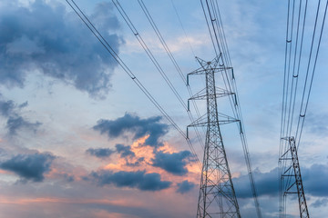 Fototapeta premium Electricity post in the evening.