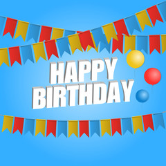 Happy birthday vector card carnival flag