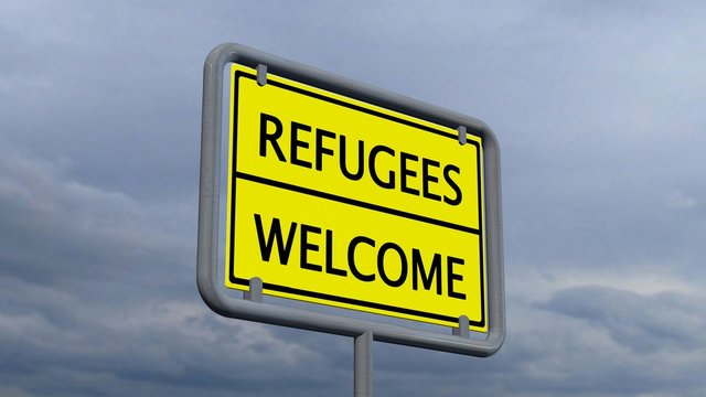 Refugees / Welcome sign