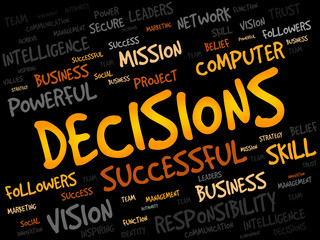 DECISIONS word cloud, business concept