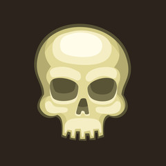 Halloween Skull in Cartoon Style on Dark Background. Vector